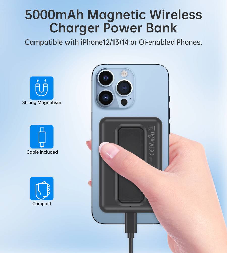 Choetech B662 Wireless MagSafe Power Bank 5000mAh, Black