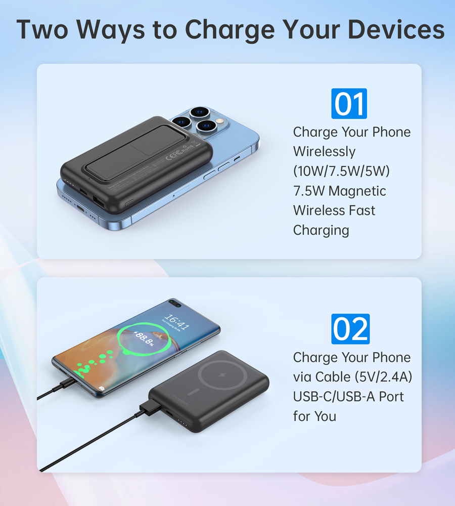 Choetech B662 Wireless MagSafe Power Bank 5000mAh, Black
