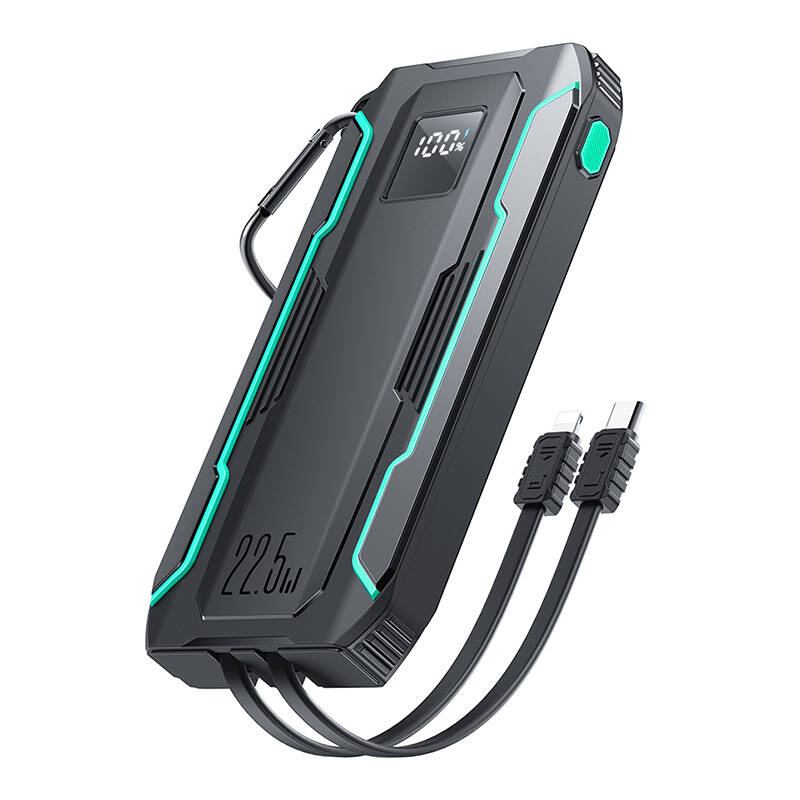 Joyroom JR-L017 22.5W 10000mAh Powerbank with built-in USB-C / Lightning cables - black