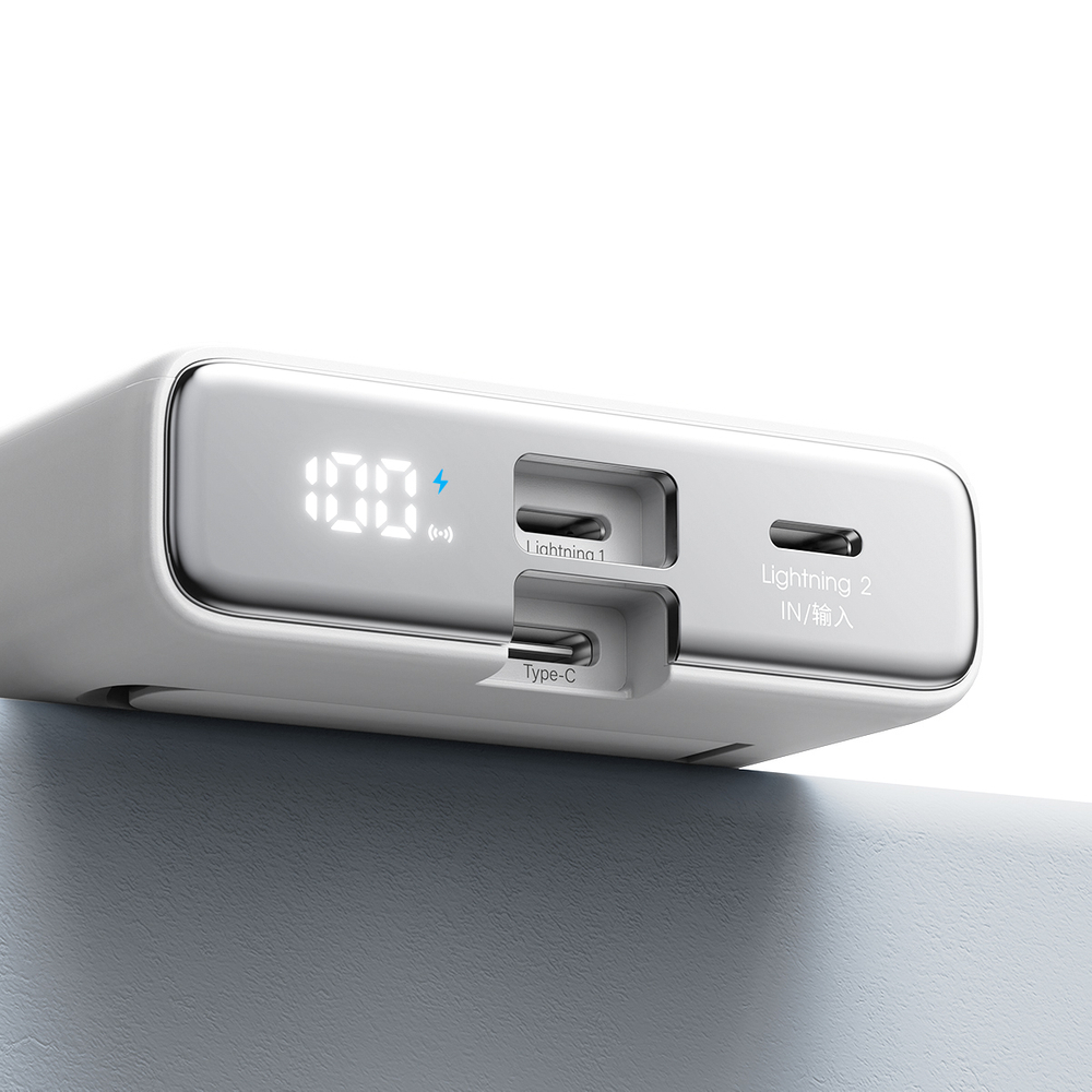 Powerbank Joyroom JR-PBM01 magnetic 10000mAh 20W with stand + Lightning cable - USB-C - white