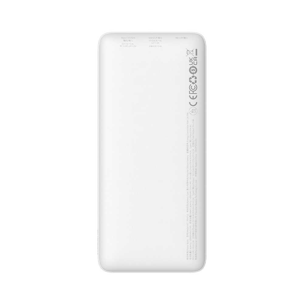 Baseus Airpow 20W 10000mAh portatīvais lādētājs ar Simple Series USB-A - USB-C 30 cm kabeli Balts | Power Bank With...