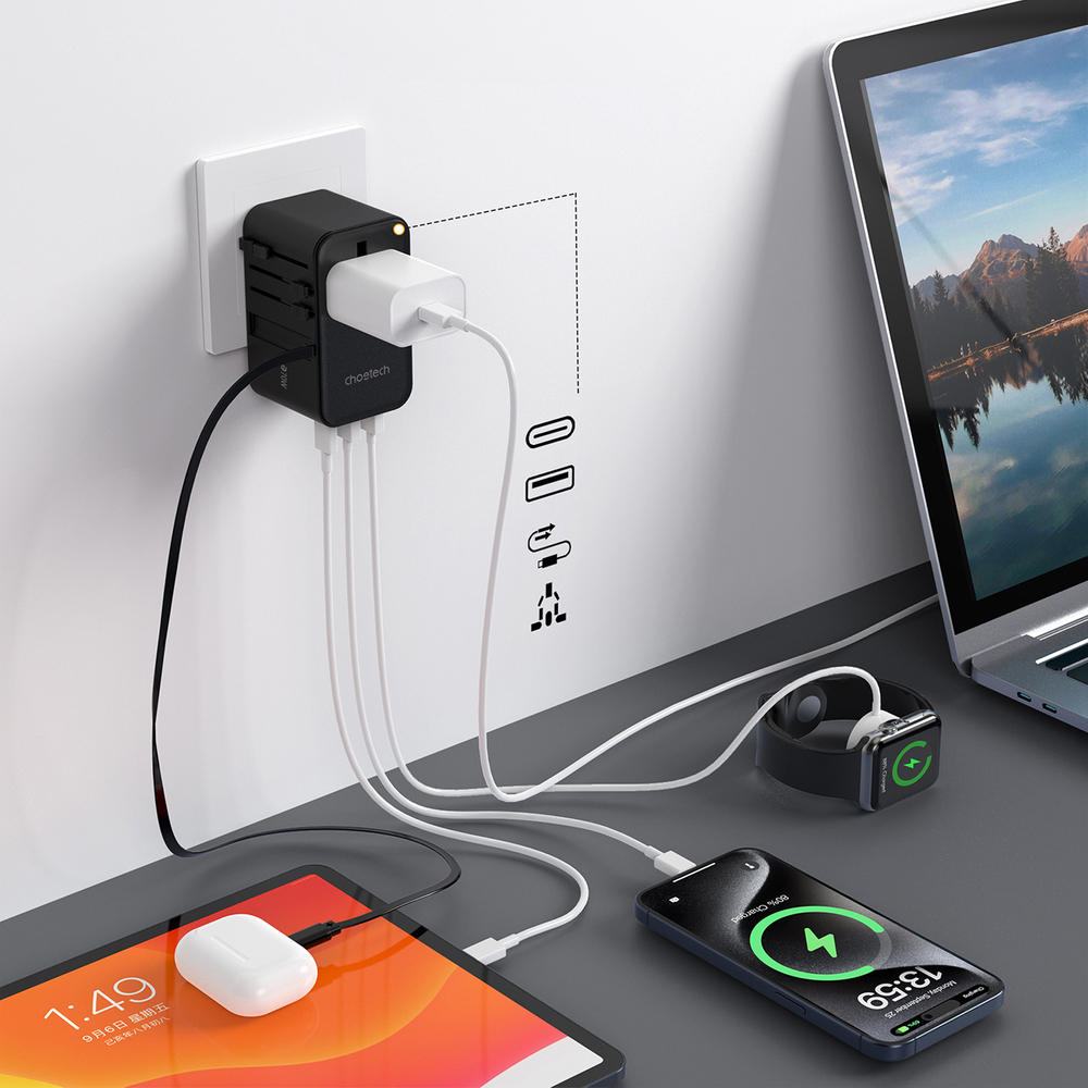 Сетевой адаптер Choetech PD5020 35W с USB-C кабелем и сменными вилками...
