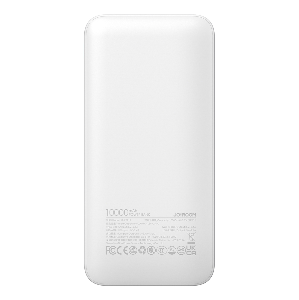 Внешний аккумулятор Joyroom JR-PBF12 10000mAh, 2.4A, белый