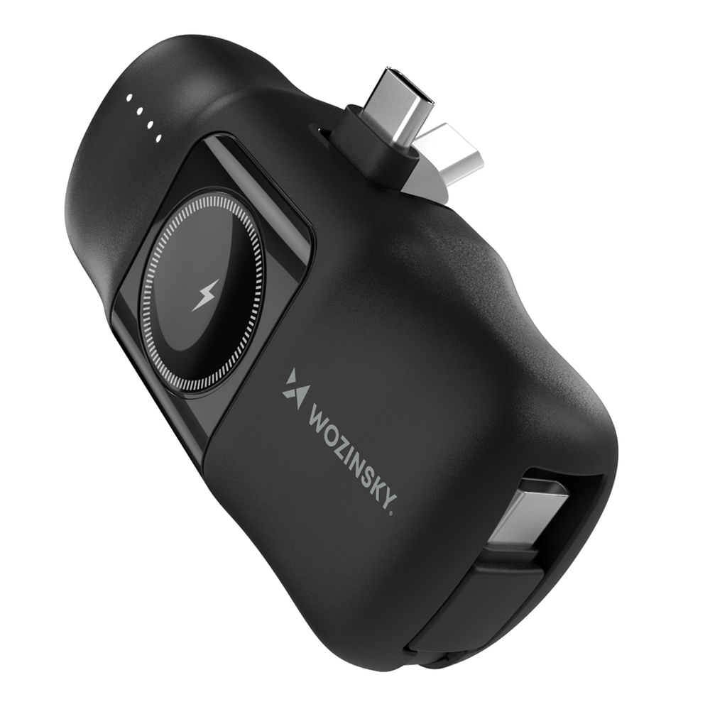Wozinsky WF16-YCS 5000mAh 15W Mini Power Bank with Apple Watch Charger, Black