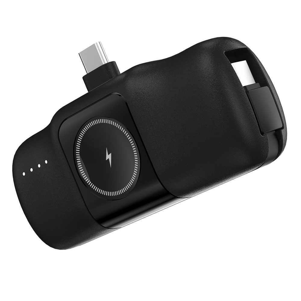 Wozinsky WF16-YCS 5000mAh 15W Mini Power Bank with Apple Watch Charger, Black