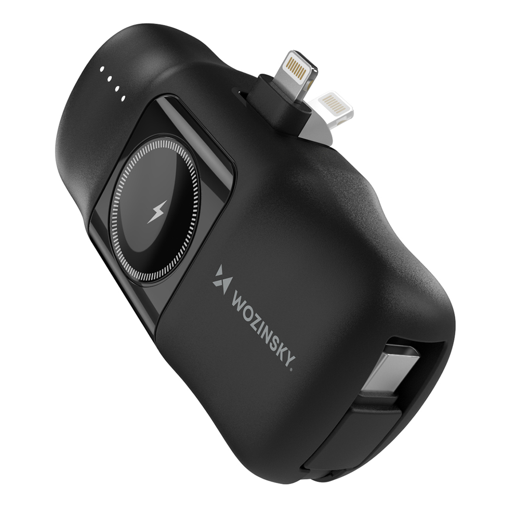 Wozinsky WF16-YLS 5000mAh 15W Mini Power Bank with Apple Watch Charger, Black
