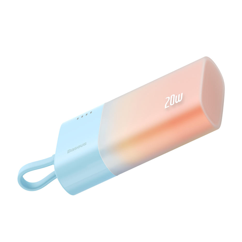 Baseus Popsicle 5200mAh 20W Powerbank with Built-in Lightning Cable (+ White Baseus Simple USB-C - USB-C...