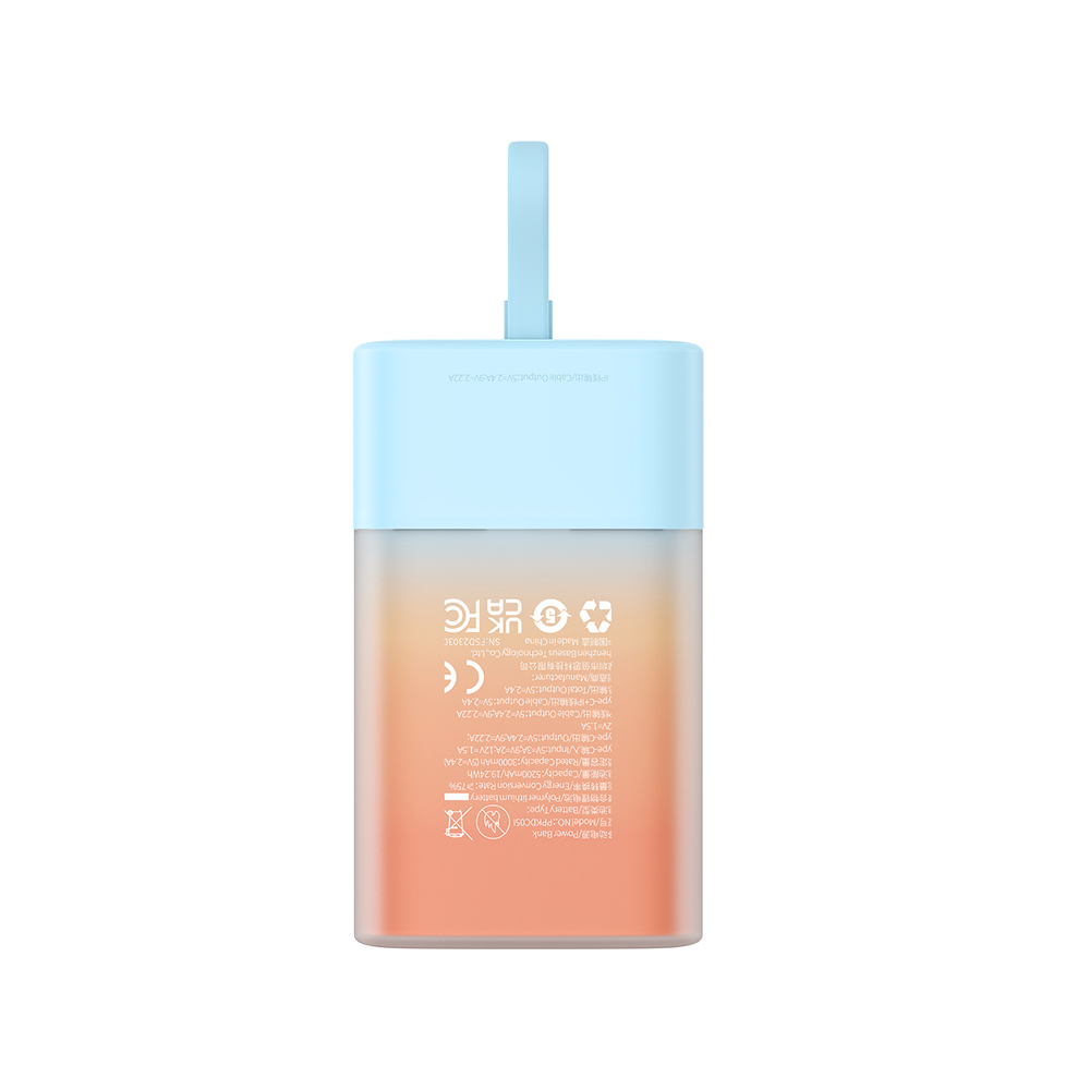 Baseus Popsicle 5200mAh 20W Powerbank with Built-in Lightning Cable (+ White Baseus Simple USB-C - USB-C...