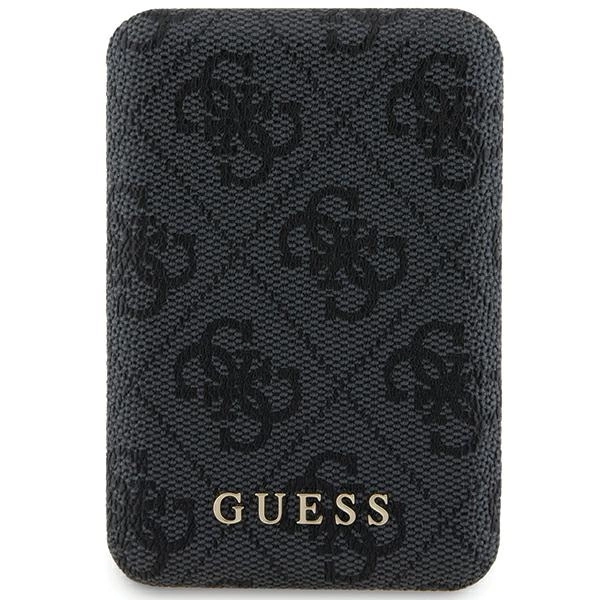 Guess Powerbank inductive 15W GUPB5FP4EMGK 5000mAh black/black 4G Leather Metal Logo MagSafe