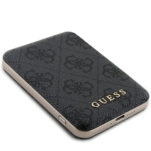Guess 4G Leather Metal Logo MagSafe Power Bank 5000mAh 15W, Black
