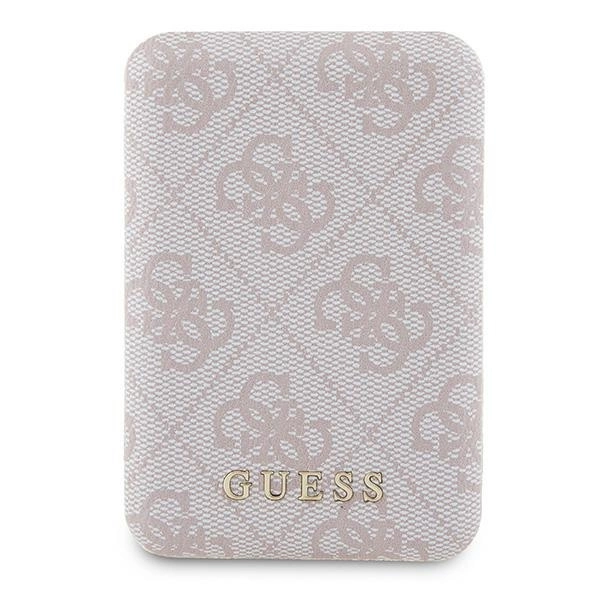 Guess Powerbank inductive 15W GUPB5FP4EMGP 5000mAh pink/pink 4G Leather Metal Logo MagSafe