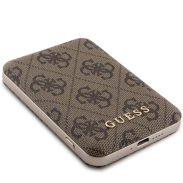 Внешний аккумулятор Guess 5000mAh 15W 4G Leather Metal Logo, коричневый