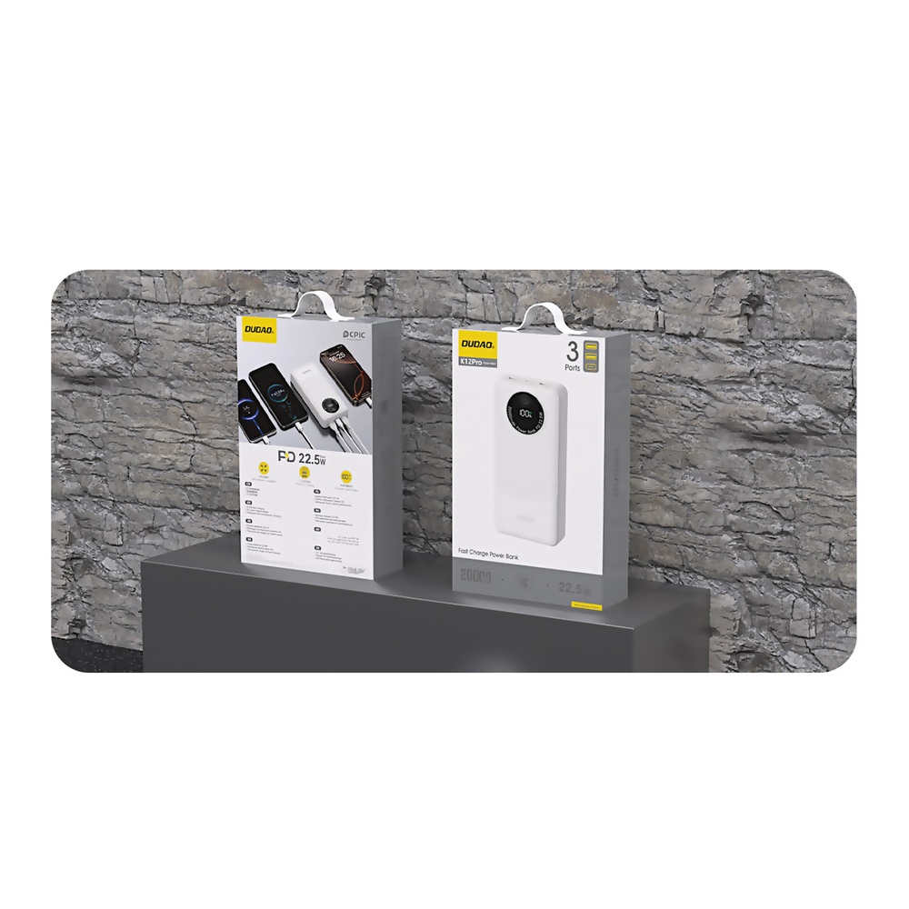 Повербанк Dudao K12Pro 22.5W PD 20000мАч USB-A, USB-C - белый