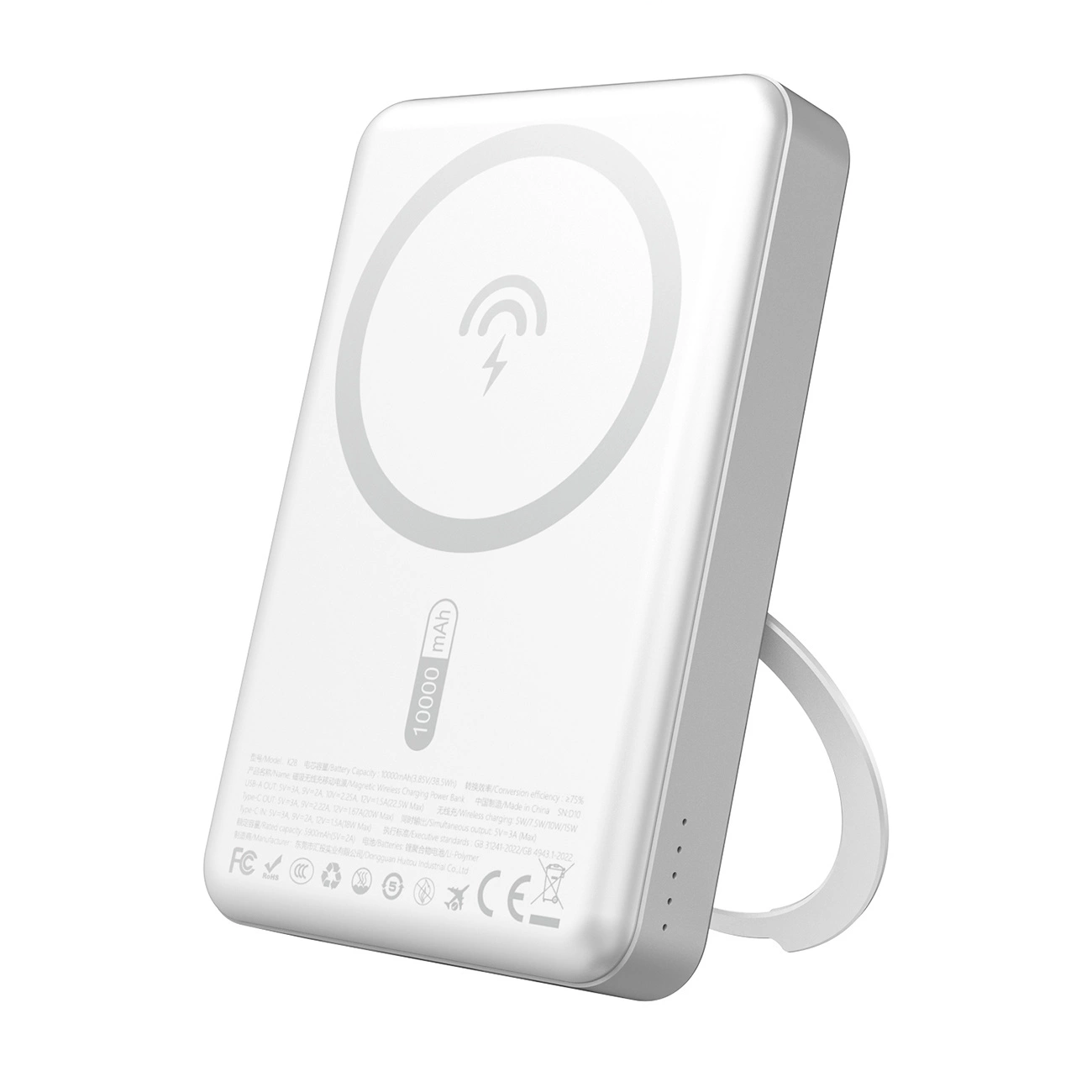 Dudao K28 10000mAh PD 22.5W MagSafe Powerbank with Metal Case and Ring Stand - Silver