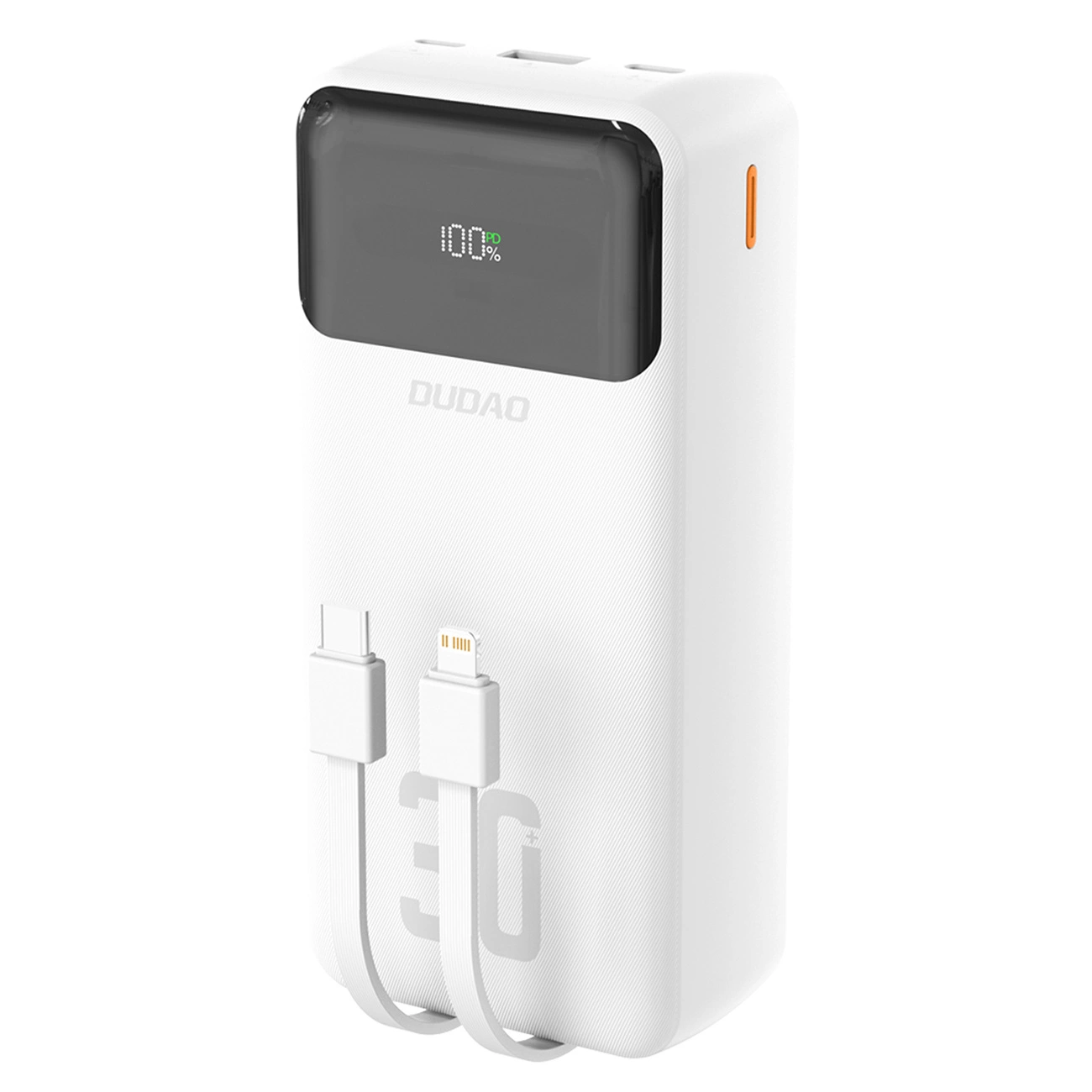 Dudao K15MAX 30000mAh PD 22.5W Powerbank with Built-in Cables - White