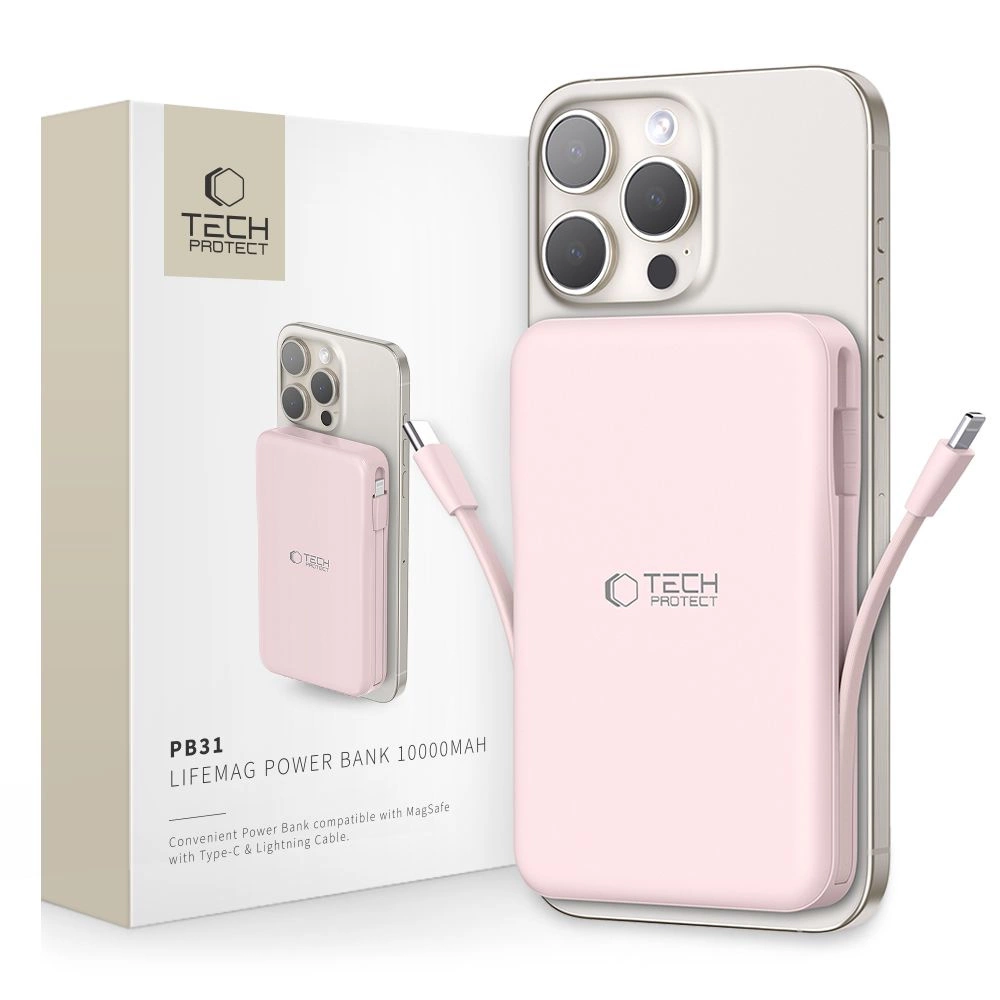 Tech-Protect PB31 LifeMag MagSafe Power Bank 10000 mAh, Pink