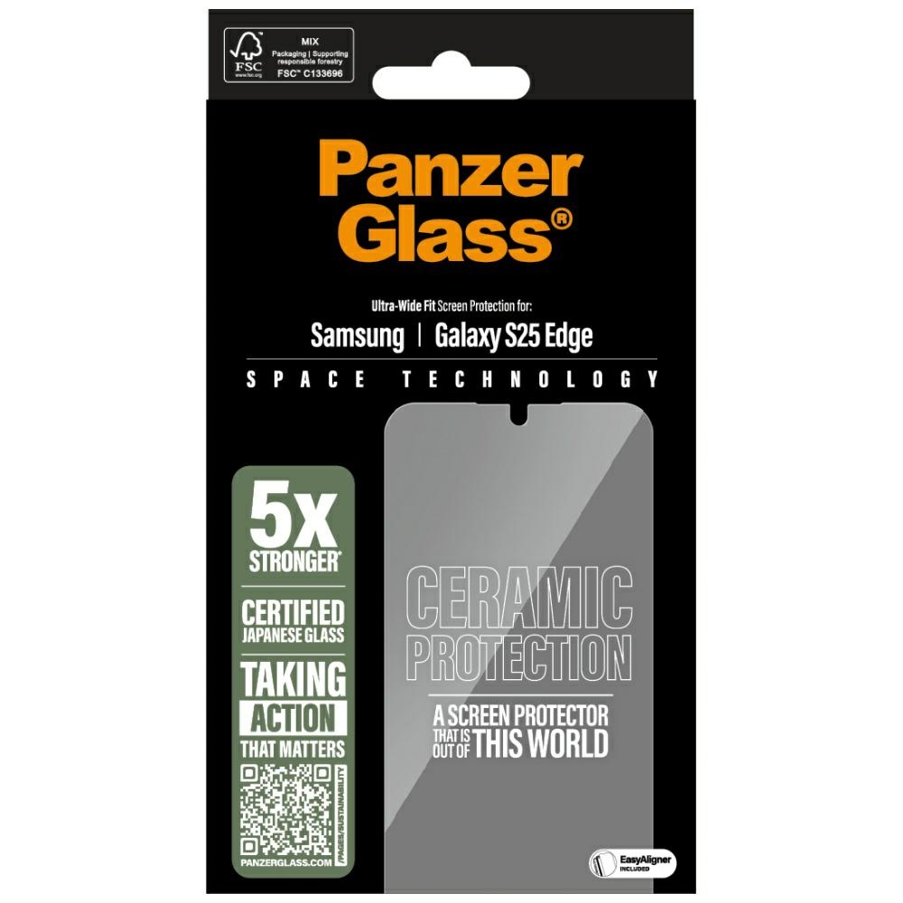 PanzerGlass Ultra-Wide Fit Ceramic Glass Samsung Galaxy S25 Edge - Clear