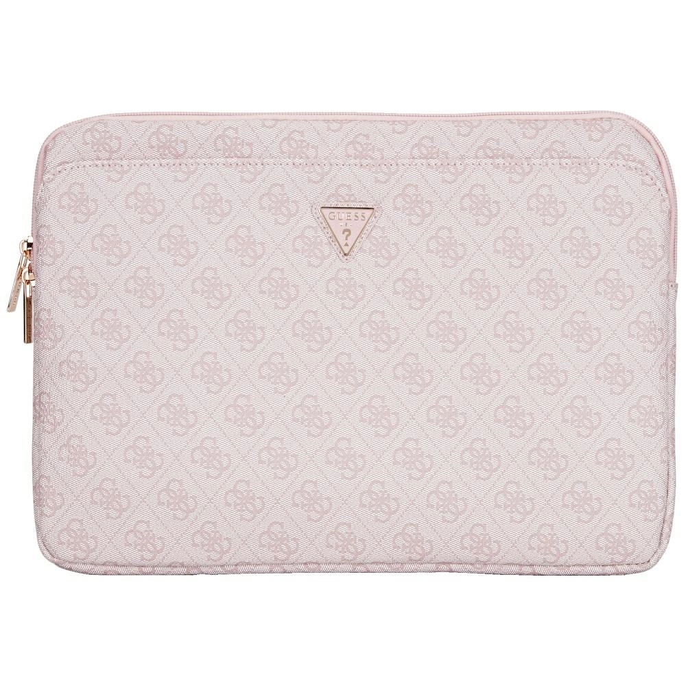 Guess Sleeve 4G Zipper Pocket Triangle Logo 14" Laptop Bag - Pink