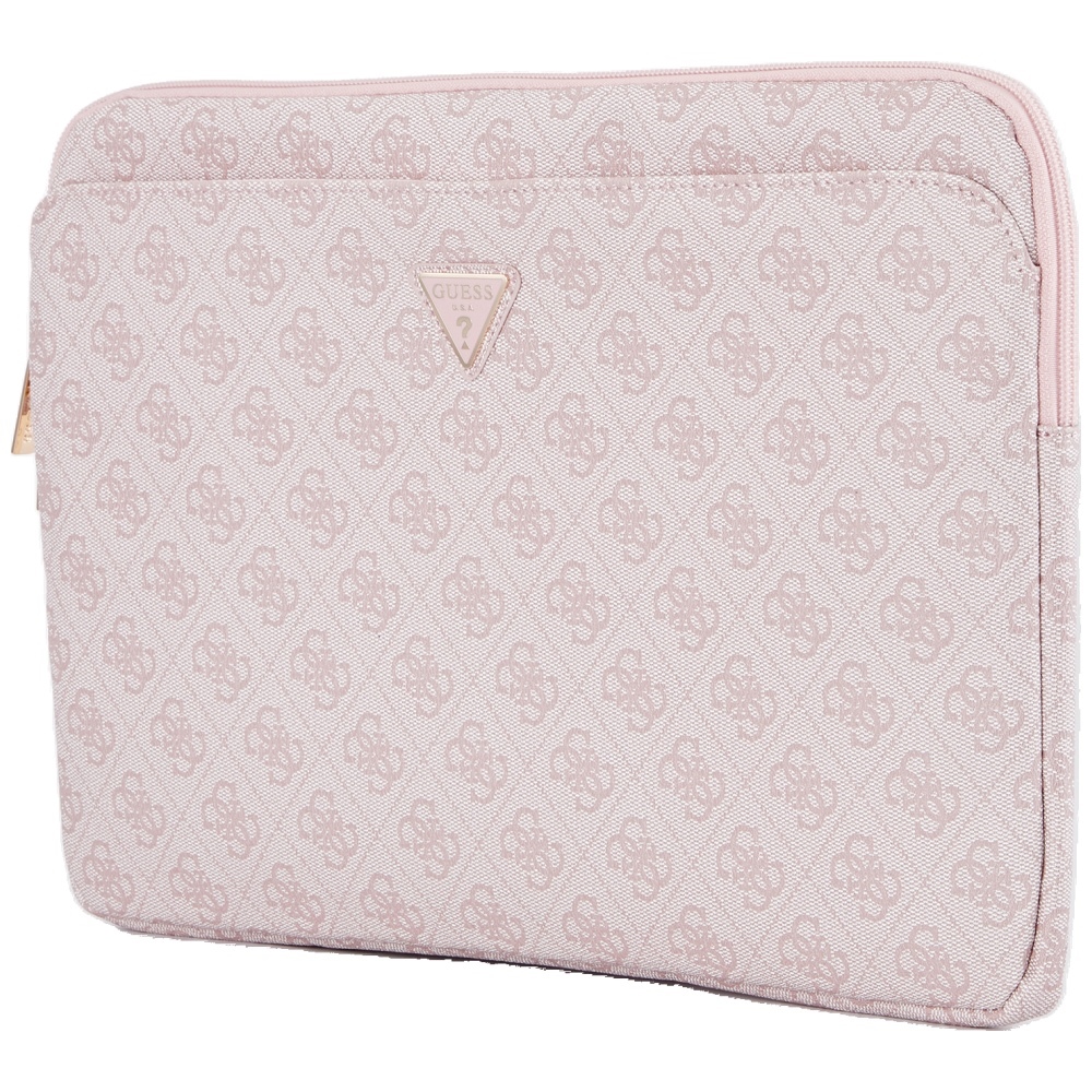 Guess Sleeve 4G Zipper Pocket Triangle Logo 14\" Laptop Bag - Pink