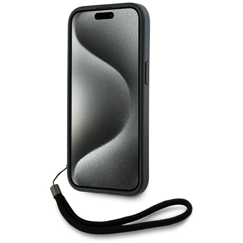 Karl Lagerfeld iPhone 15 Pro Max Case Saffiano Athleisure Stripes Cord, Pink