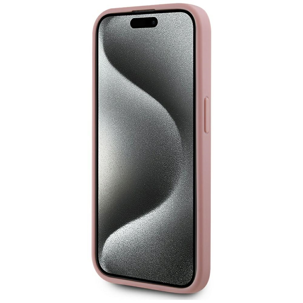 Karl Lagerfeld iPhone 15 Pro Max Case Wrinkled Metal Signature, Pink