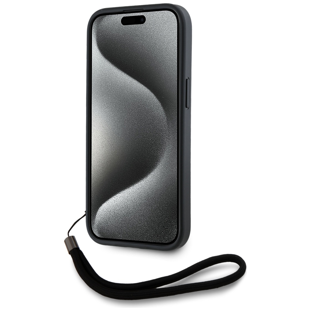 Karl Lagerfeld iPhone 15 Pro Max Case Saffiano Athleisure Stripes Cord, Red