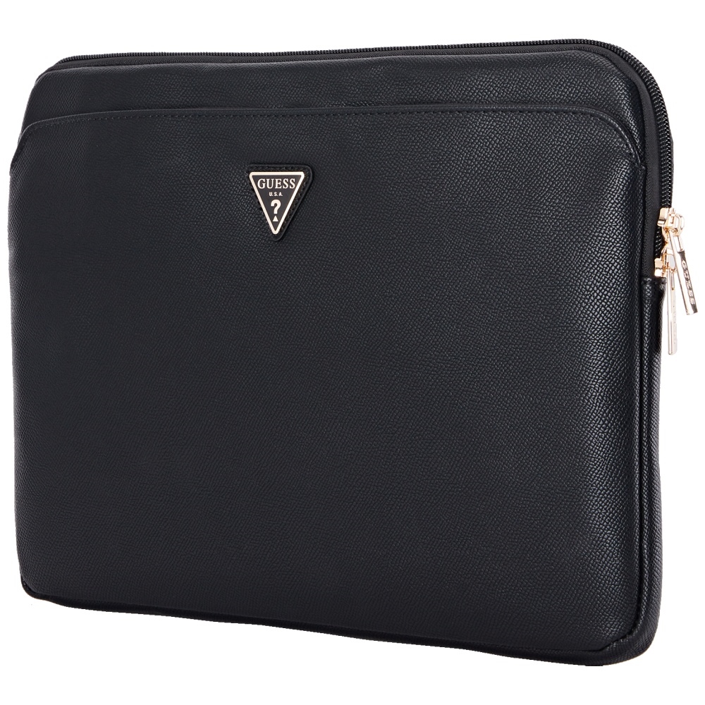 Guess Sleeve Grained Zipper Pocket Triangle Logo 14\" сумка для ноутбука - черная
