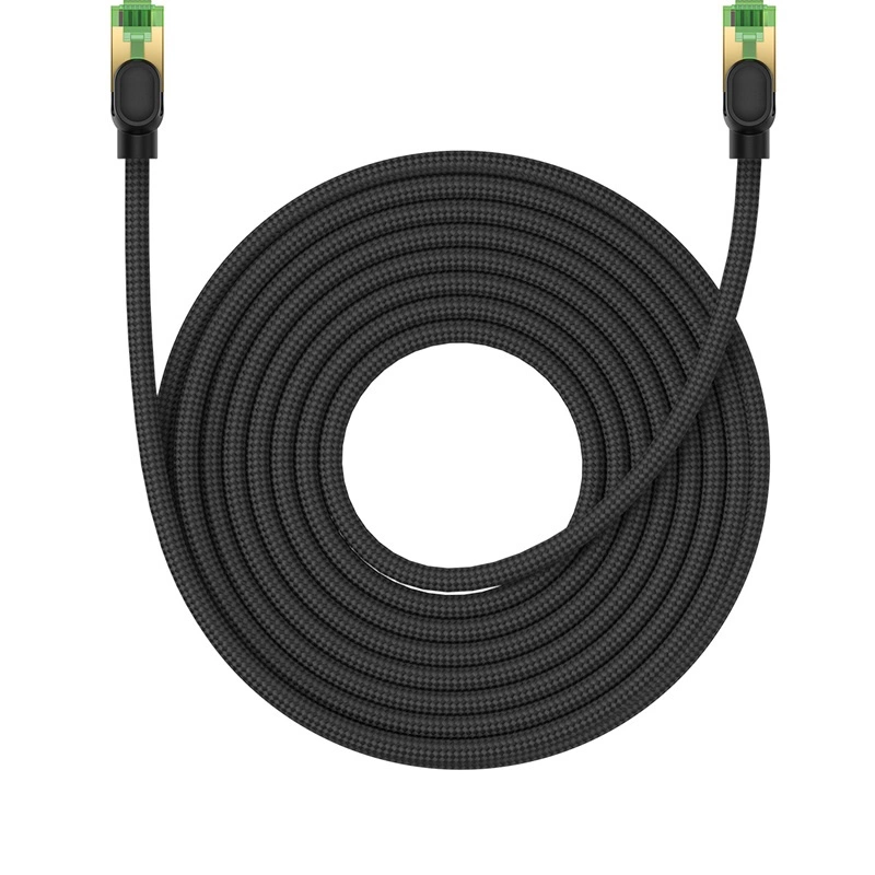 Baseus ātrais tīkla kabelis RJ-45 cat.8 40Gbps 10m pīts - melns | Fast Network Cable Braided Black