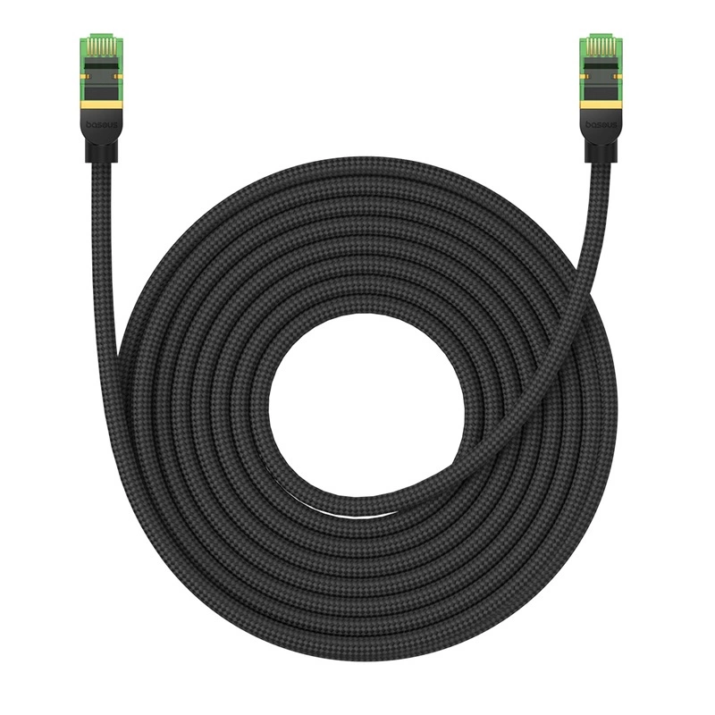Baseus ātrais tīkla kabelis RJ-45 cat.8 40Gbps 10m pīts - melns | Fast Network Cable Braided Black