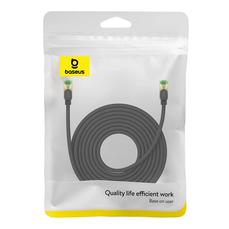 Baseus ātrais tīkla kabelis RJ-45 cat.8 40Gbps 10m pīts - melns | Fast Network Cable Braided Black