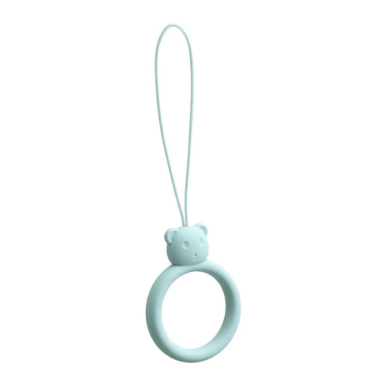 A Silicone Lanyard A Phone Bear Ring On A Finger Skyblue