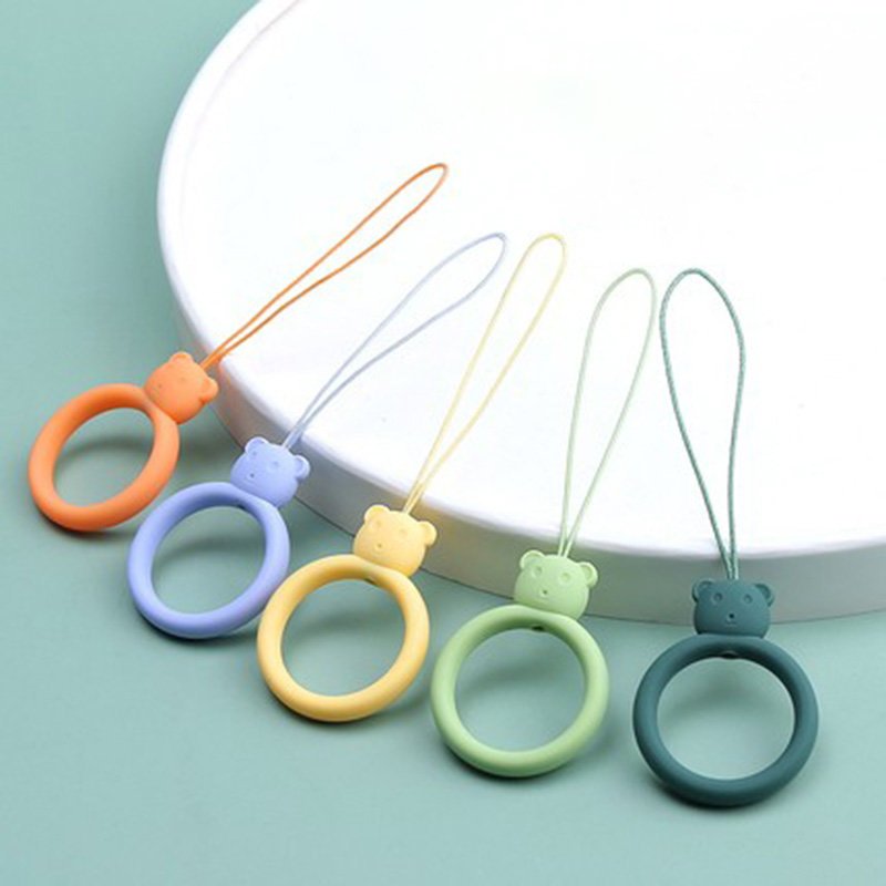 A Silicone Lanyard A Phone Bear Ring On A Finger Skyblue