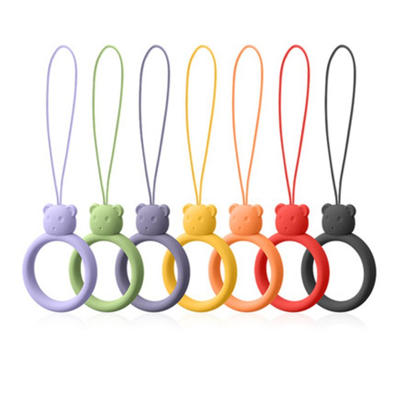 A Silicone Lanyard A Phone Bear Ring On A Finger Skyblue