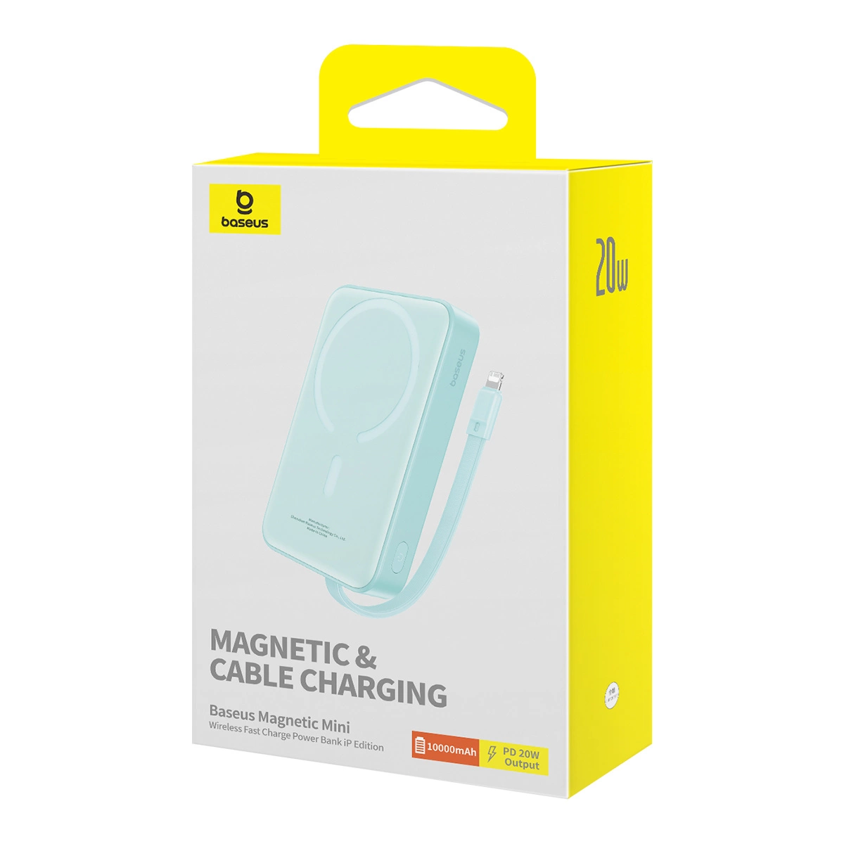 Baseus Magnetic Mini MagSafe 10000mAh 20W powerbank with built-in Lightning cable - blue + Baseus Simple Series USB-C -...