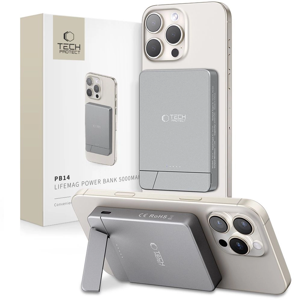 Powerbank Tech-Protect PB14 LifeMag MagSafe 5000 mAh - gray