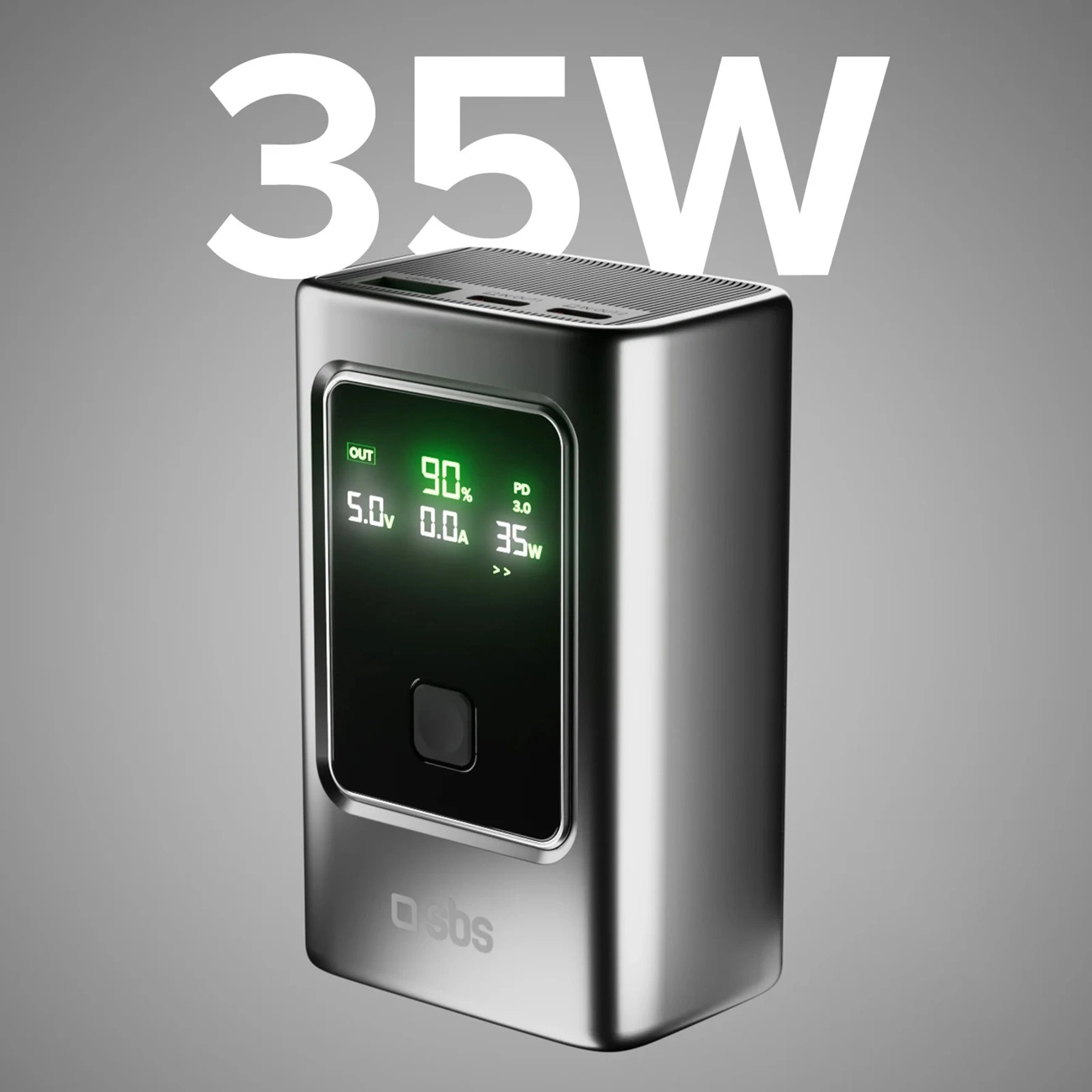 Sbs TTBB10000LCDPD35 10000mAh PD 35W Power Bank with LCD Display, Gray
