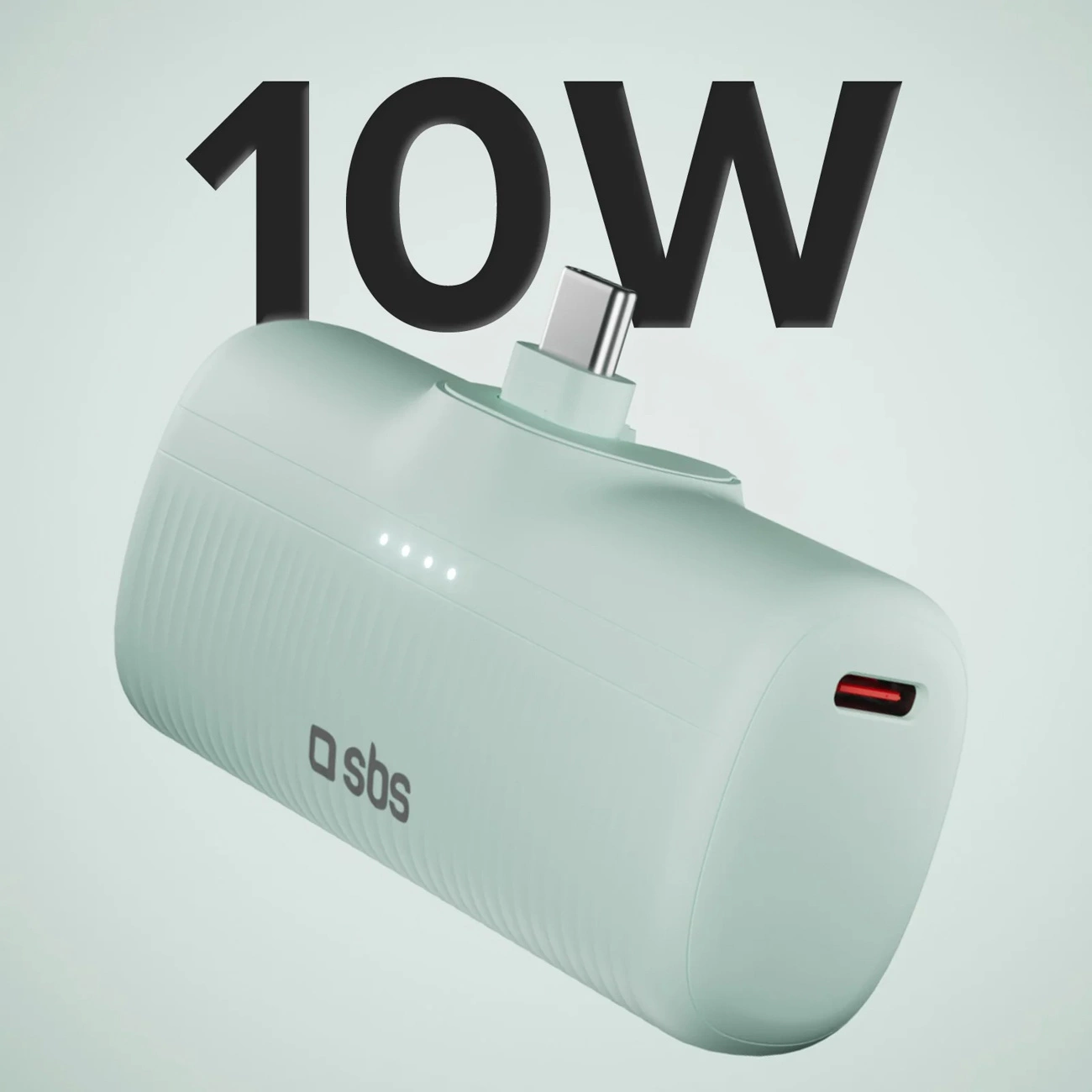 SBS EcoPower 5000 mAh 10W Powerbank with Built-in USB-C, Green