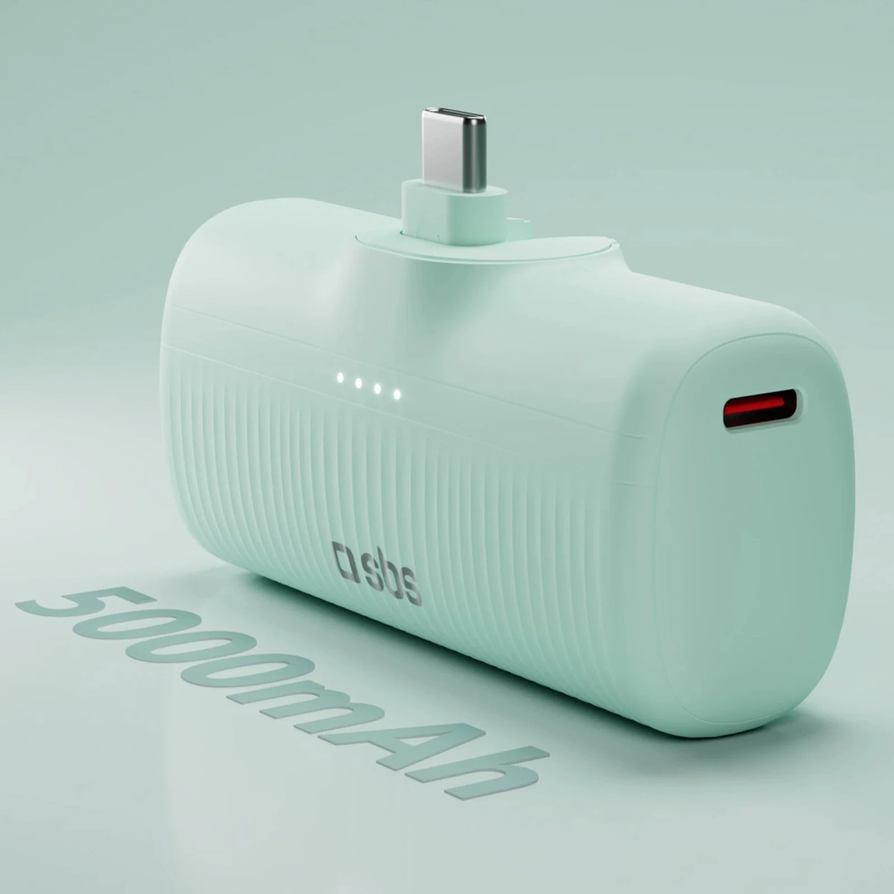 SBS EcoPower 5000 mAh 10W Powerbank with Built-in USB-C, Green