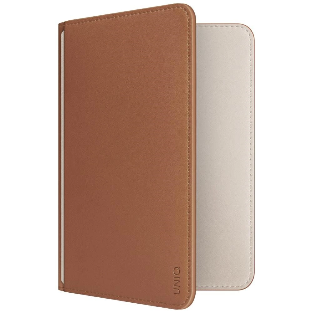 UNIQ Belmont passport case with Apple Find My RFID lock caramel beige