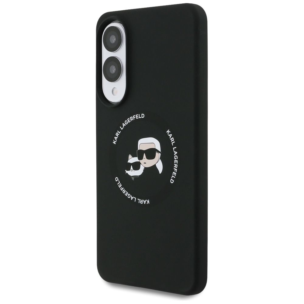 Karl Lagerfeld Samsung Galaxy S25 Edge Case Magnetic Silicone Double Heads, Black