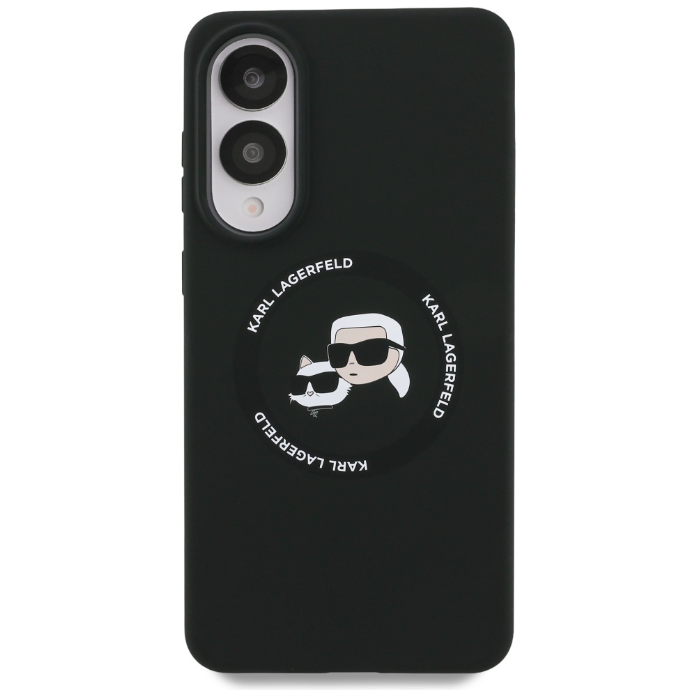 Karl Lagerfeld Samsung Galaxy S25 Edge Case Magnetic Silicone Double Heads, Black