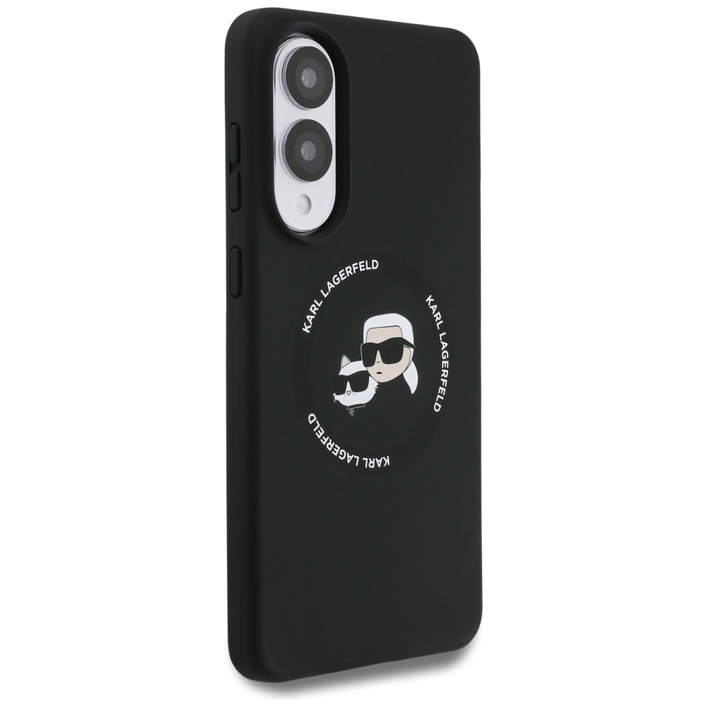 Karl Lagerfeld Samsung Galaxy S25 Edge Case Magnetic Silicone Double Heads, Black