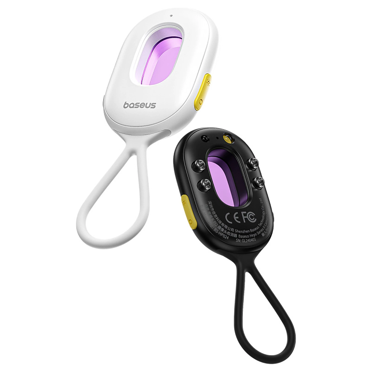 Baseus Heyo Series II Hidden Camera Detector with Alarm and Mini Flashlight + Baseus Simple USB-A - USB-C Cable - Black
