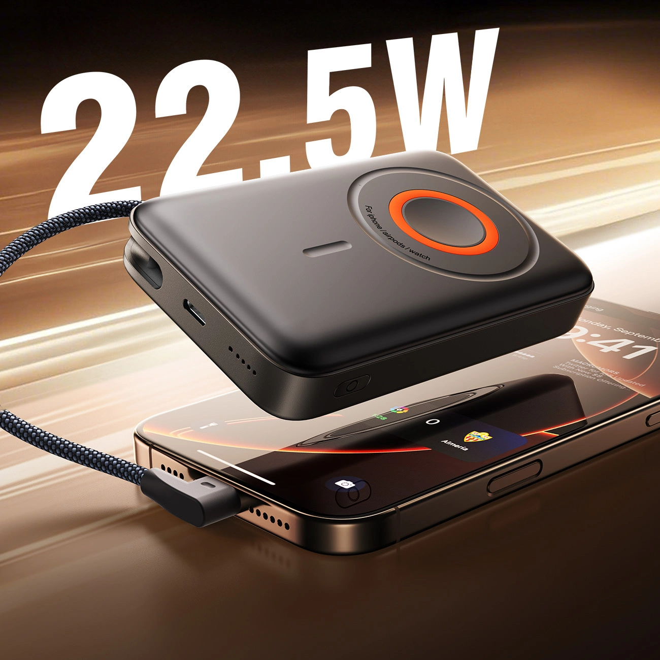 Внешний аккумулятор Joyroom JR-PBM02 10000mAh 22.5W MagSafe 3-в-1, черный