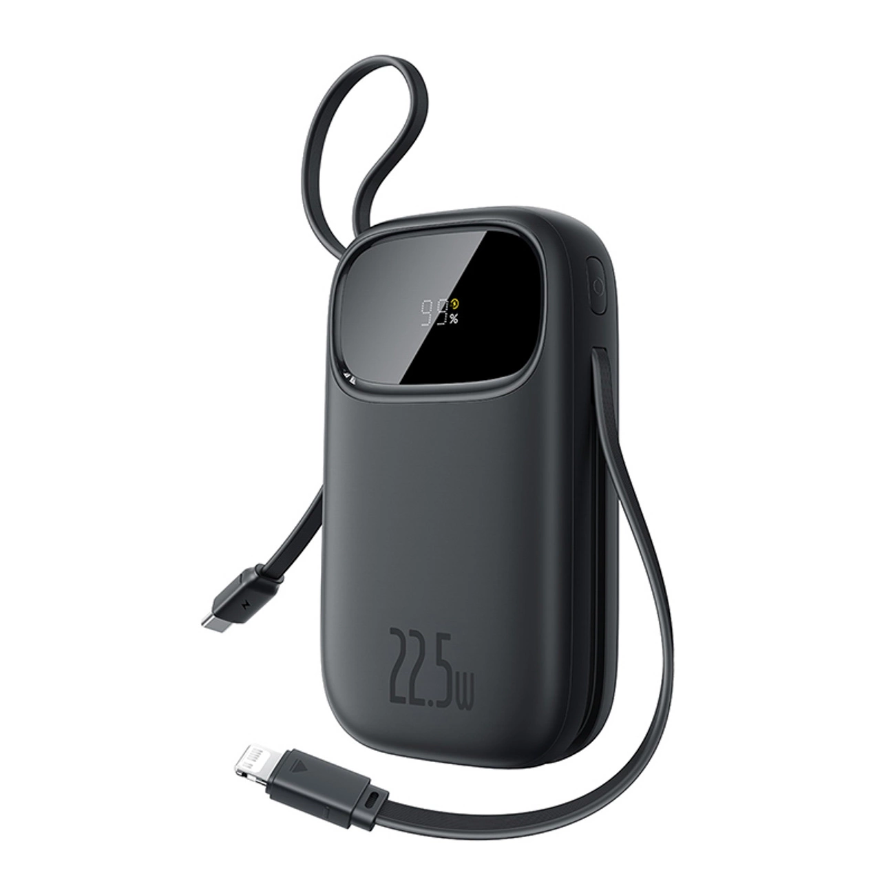 Baseus EnerFill FC31 10000mAh 22.5W Powerbank with Digital Display and 2 Built-in Cables (USB-C + Lightning) - Black