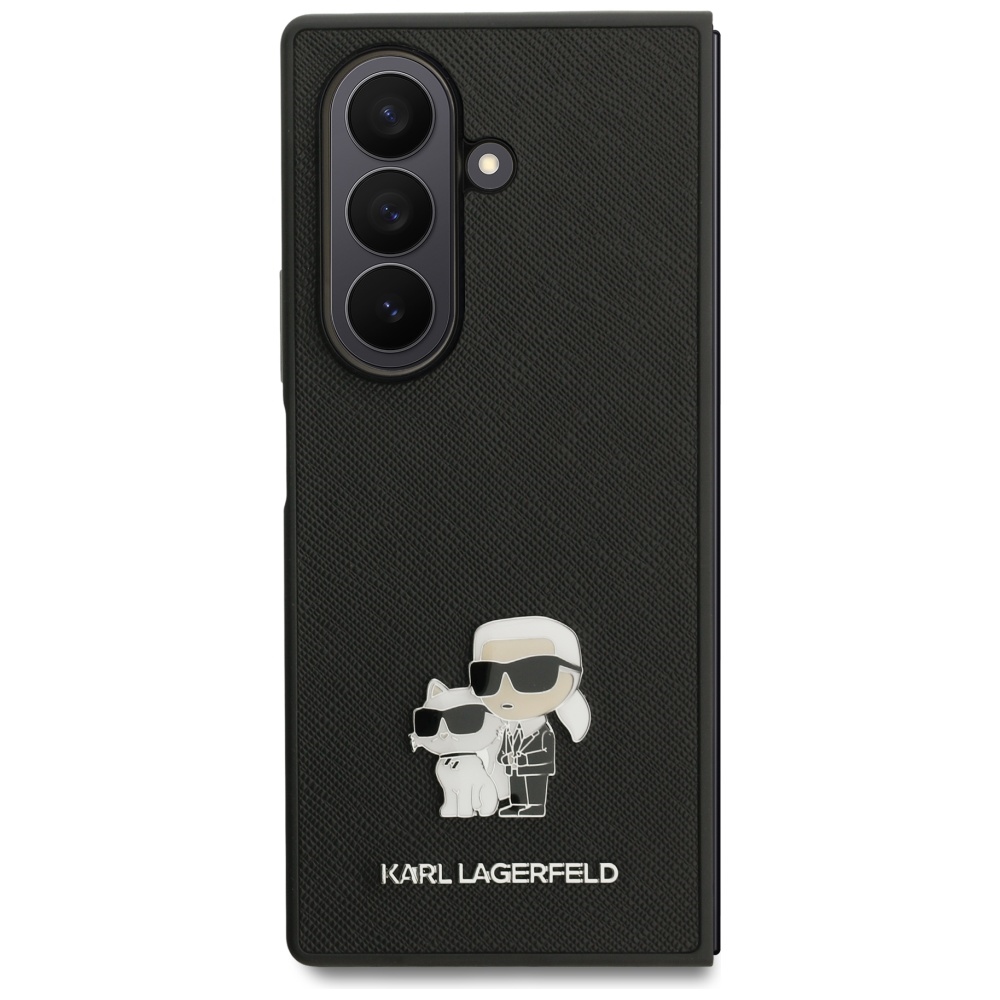 Karl Lagerfeld Saffiano Karl&Choupette Pin Phone Case Cover Samsung Galaxy Z Fold7 - black