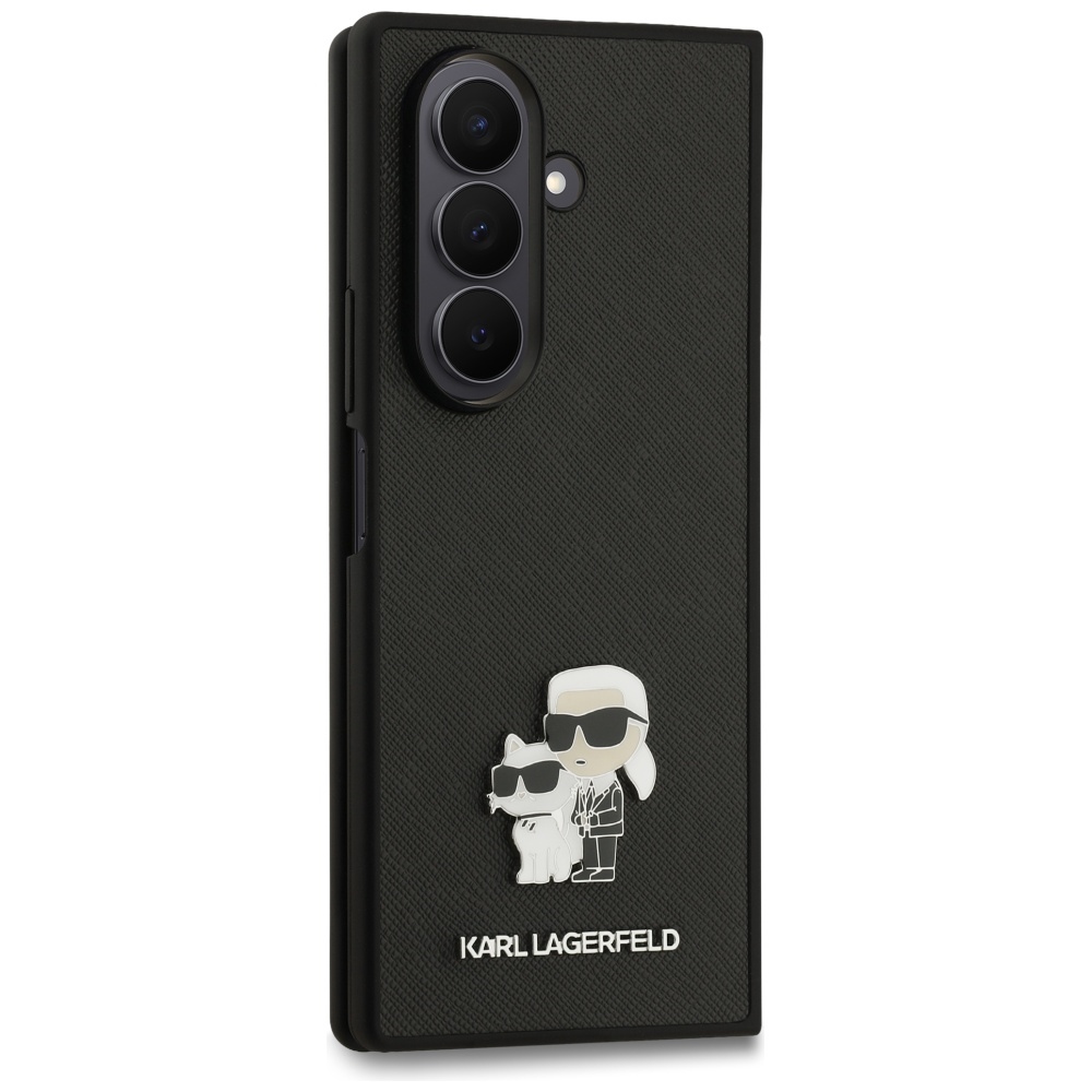 Karl Lagerfeld Saffiano Karl&Choupette Pin Phone Case Cover Samsung Galaxy Z Fold7 - black