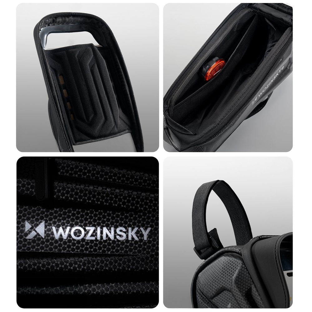 Wozinsky Bicycle Frame Bag with Phone Pocket, 1.7L, Black