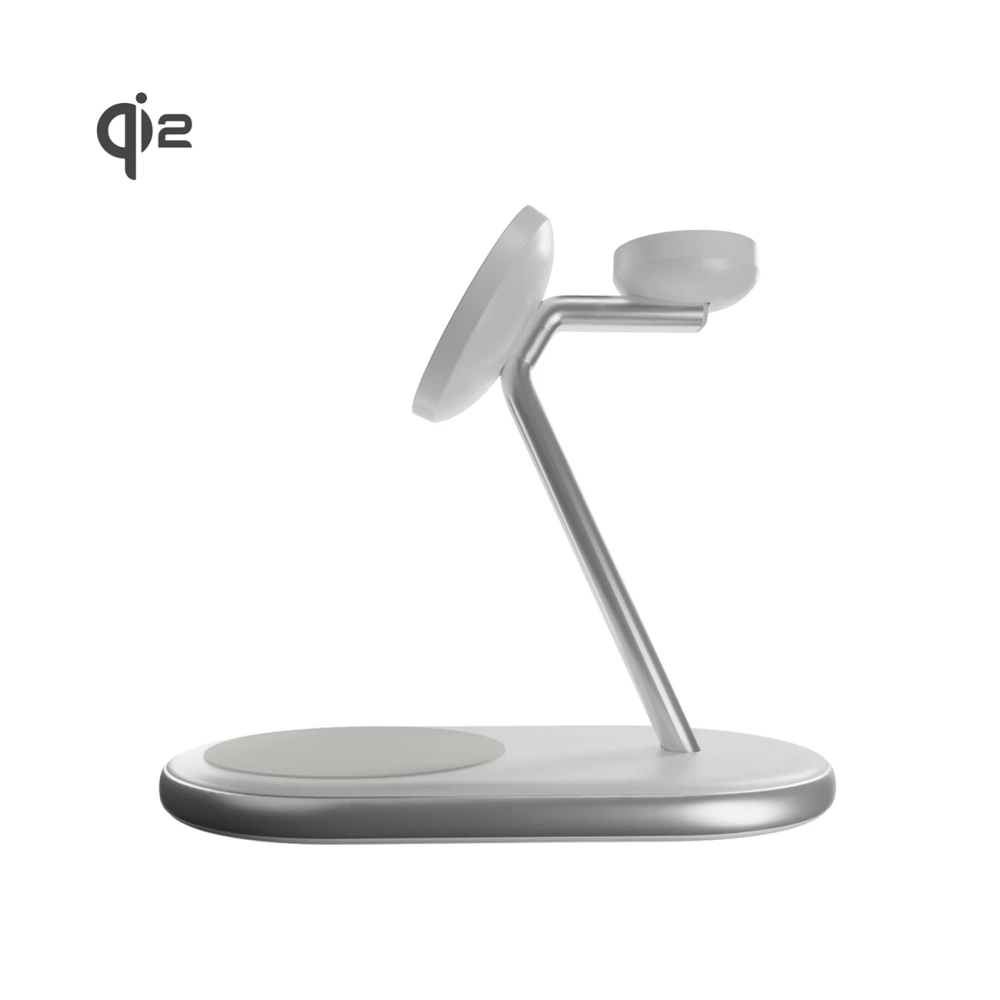 Беспроводное зарядное устройство Puro Mag Station Qi2 3-в-1 MagSafe, белое