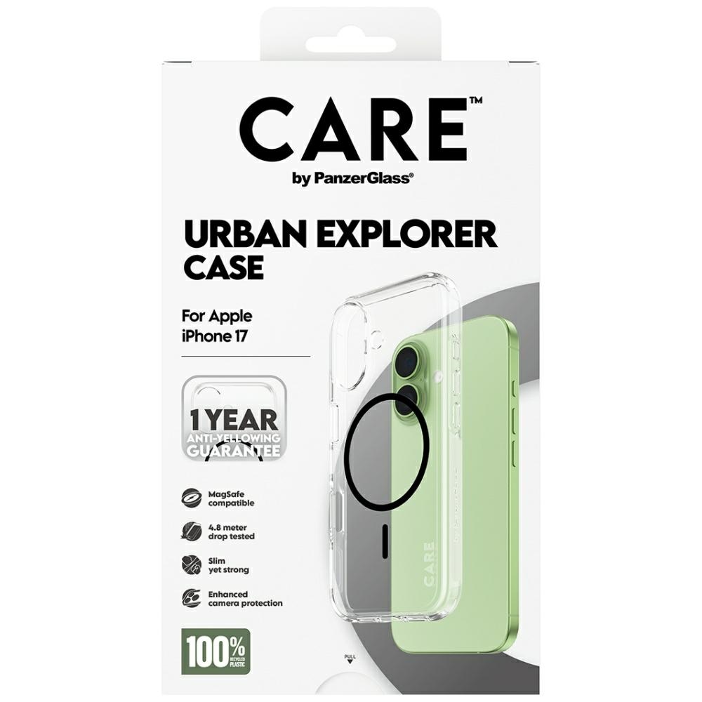 CARE by PanzerGlass Flagship Urban Explorer Case w. Black MagSafe iPhone 17 - Transparent (3)